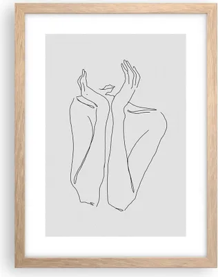 Produktbild von Gerahmtes Poster - Rahmen in heller Eiche - Träumerei Frau Skizze - 30x40 cm - Wand Bild - Wanddeko - Wandbilder - Kunstposter - Wandposter - Bilderrahmen - Bilder - Kunstdruck - P2NPA30x40-4414