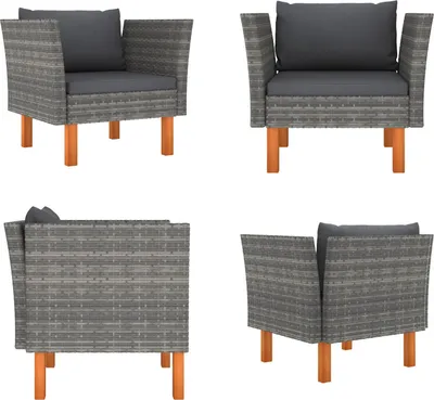 Produktbild von vidaXL Gartensofa Poly Rattan und Eukalyptus Massivholz - Rattan Gartensofa - Rattan Gartensofas - Gartensofa - Gartensofas