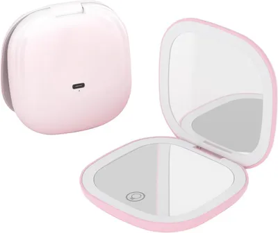 Produktbild von 10-fach vergrößernder, beleuchteter Kosmetikspiegel, kompakt, wiederaufladbar, 3 LED-Modi, Touch-Bedienung, USB-C, ideal für Reisen