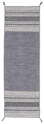 Produktbild von Flachgewebeteppich Kelim Azizi Läufer Grau 80x350 cm | Moderner Teppich für Wohn- und Schlafzimmer