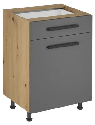Immagine prodotto di Mobile base con 2 cassetti VALEN - larghezza 60 cm, rovere artigianale / grigio