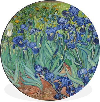 Produktbild von MuchoWow® Aluminium Wandkreis Schwertlilien - Vincent van Gogh Ø 90 cm Wanddeko Modern Wohnzimmer - Mauerkreis - Wandbilder - Runde Bild - Bild aus Aluminium - Schlafzimmer - Wohnzimmerdekoration - Wand Dekoration