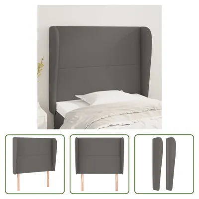 Produktbild von The Living Store Kopfteil mit Ohren Grau 93x23x118/128 cm Kunstleder