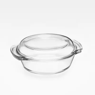 Produktbild von Kochschüssel rund 2,4 l mit Deckel – Wellco – hitzebeständig, backofen- & mikrowellengeeignet