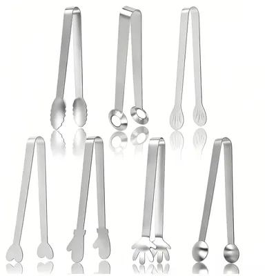 7 Edelstahl-Zuckerzangen, 11 cm, für Buffet & Party