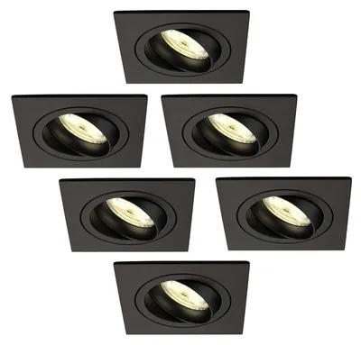 Produktbild von Ledvion 6er Set LED Einbaustrahler Schwarz 3W dimmbar Warmweiss