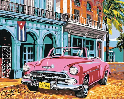 Produktbild von Diamondi - Diamond painting - AMERIKANISCHER OLDTIMER AUF KUBA, 40X50 cm, ohne Keilrahmen