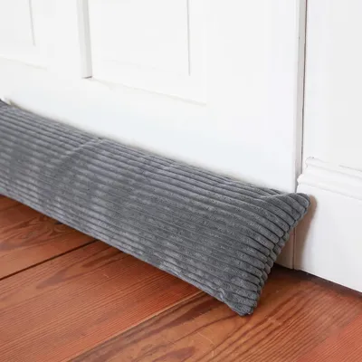 Produktbild von 4L Textil Zugluftstopper für Türen und Fenster aus Cord, Luftzugstopper, waschbar bei 40 °C, Ø ca. 10 cm, 80 cm, Grau