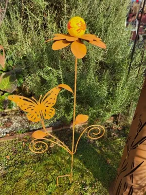 Produktbild von Edelrost Glasblume Katinka mit Schmetterling