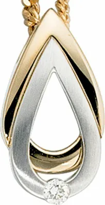 Produktbild von JOBO Anhänger 585 Gold Gelbgold Weißgold teilmattiert 1 Diamant Brillant