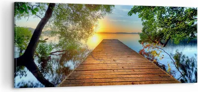 Produktbild von Bild auf Leinwand - Leinwandbild - Brücke See - 100x40cm - Wand Bild - Wanddeko - Wandbilder - Leinwanddruck - Bilder - Kunstdruck - Wanddekoration - Leinwand bilder - Wandkunst - AB100x40-3528