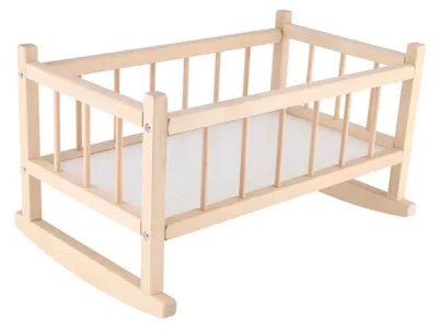 Image de Berceau de poupée en bois 49x28x27cm dans son sac