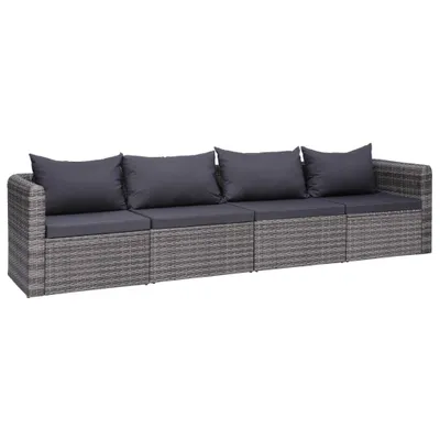 Image de Salon de jardin avec coussins Gris Poly Rattan Lounge Meuble de jardin