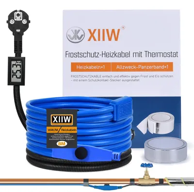 Frostschutz-Heizkabel 8 m, 230 V, 16 W/m, mit Thermostat