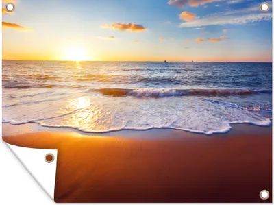 Produktbild von MuchoWow® 120x90 cm Outdoor-Poster Gartendeko Sichtschutz Garten Poster für den Garten  Strand - Meer - Sonne - Horizont