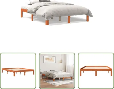 Produktbild von The Living Store Massivholzbett ohne Matratze Wachsbraun 135x190 cm Kiefernholz