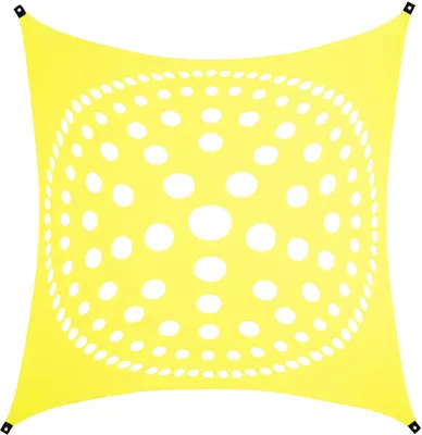 Produktbild von PSYWORK Schwarzlicht Segel Elasthan "Mandala Dots" Vanille, 3x3m