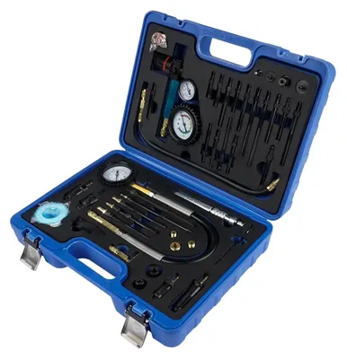 Image de Testeur de compression moteur - Kit de test de compression et de fuite, 46 pièces - pour moteurs essence et diesel - voitures particulières et camions - adaptateurs M10, M12, M14, M18, M20, M22, M2