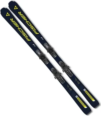 A pair of skis on a white background.