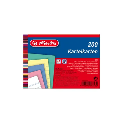 Productafbeelding van Herlitz 50019373: Herlitz kaarten, formaat DIN A7, met lijntjes, in verschillende kleuren gesorteerd