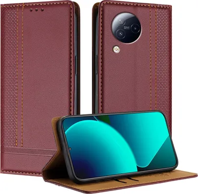 Produktbild von Handyhülle für Xiaomi Civi 3 Leder Flip Klappbare Schutzhülle mit Standfunktion Dunkelrot