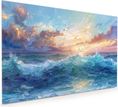 Produktbild von Küchenrückwand Spritzschutz Glas mit Motiv Wellen und Himmel 40 x 40 cm