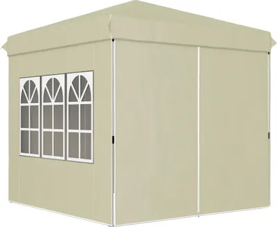 Produktbild von 2,5 x 2,5 m Pop-up-Pavillon mit Seitenwänden und Tragetasche, UPF50+ höhenverstellbares Gartenzelt, Cremeweiß
