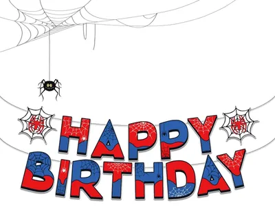 Productafbeelding van Spider Happy Birthday Girlande voor Kinderfeestjes