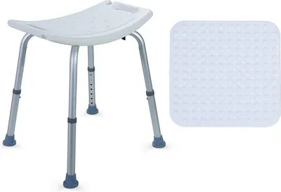 Produktbild von Famanu Duschhocker höhenverstellbar mit Antirutschmatte und Haltegriff - 40-54 cm