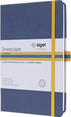 Image de SIGEL LS105 Cahier Linescape env. A5 176 p. Couverture rigide lignée 80 g/m² bleu