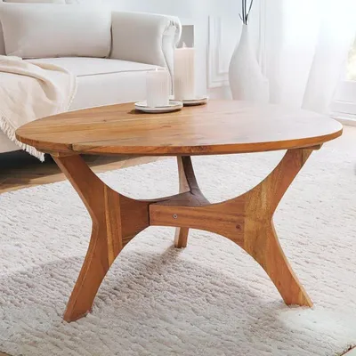 Produktbild von Design Couchtisch BELLEZA 70cm Akazie Brown Nierentisch
