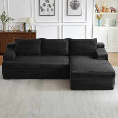 Immagine prodotto di Divano senza struttura, divano angolare a forma di L con seduta profonda, confortevole e senza necessità di montaggio. Divano modulare, adatto per soggiorni, camere da letto o appartamenti.
