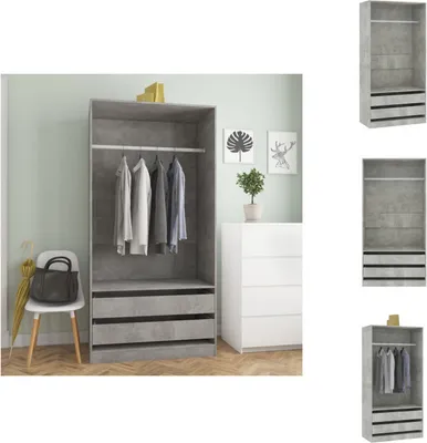 Produktbild von vidaXL Kleiderschrank Betongrau 100x50x200 cm Holzwerkstoff -  Kleiderschränke