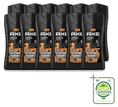 Produktbild von 12 x Axe Collision Leather & Cookies 3-in-1 Douchegel - 250 ml - Großpackung - 12 Stücke
