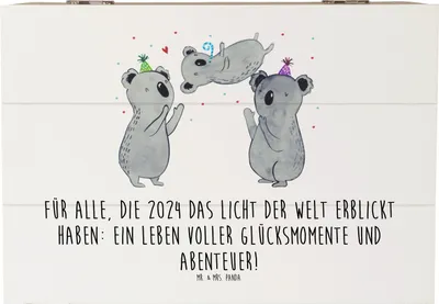 Produktbild von Mr. & Mrs. Panda truhe holz 2024 Geburtstag Glücksmomente 22 x 15 cm - Weiß - Geschenk, Geschenkbox, Alter, Geburtstagsgeschenk, schatztruhe, Schatzkiste, Freude, Box