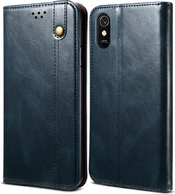 Produktbild von Redmi 9A Hülle, LaimTop Leder Flip Brieftasche Schutzhülle für Xiaomi Redmi 9A Blau