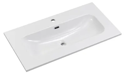 Productafbeelding van Inbouwwastafel LARGO 80 cm wit glanzend keramiek rechthoekig design