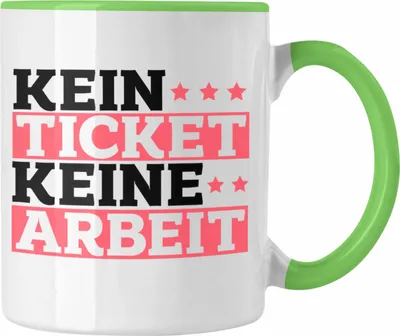 Produktbild von Trendation - Kaffeetasse Lustiges Geschenk für IT Support Mitarbeiter Tasse "Kein Ticket Keine Arbeit" (Grün)