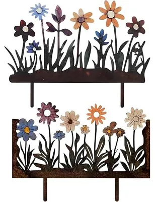 Produktbild von 2 Stück Gartenstecker Rost Blumenstecker, Gartendeko Rost Blume