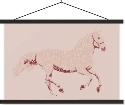 Produktbild von MuchoWow® Textilposter Pferd - Briefe - Rosa - Mädchen - Kinder - Mädchen 120x80 cm mit schwarzem Rahmen - Wanddeko