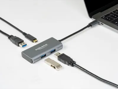Immagine prodotto di DELOCK HUB USB 3.2Gen2 Typ-C 3xTyp-A Bu 1xTyp-C Bu extern