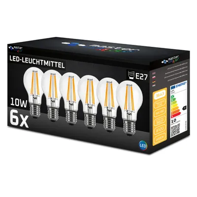 Produktbild von MasterLED E27 A60 Filament LED - 10W 1100lm - Leuchtmittel - 4000K Neutralweiß - 6er Set