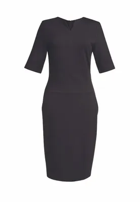 Produktbild von Damen Kleid Celeste mit Reverskragen, kurzen Ärmeln und verstellbarer Taille