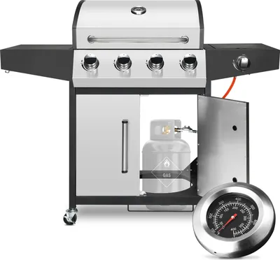 Obrázek produktu pro Plynový gril, 4+1 hořák, konstrukce z nerezové oceli, stříbrný