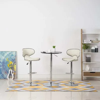 Produktbild von The Living Store Barhocker 2 Stk. Creme Kunstleder