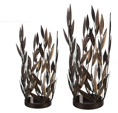 Imagen del producto de GILDE Windlicht, "Twigs", Blattmotiv, Glas, Metall, goldfarben, , H. 31 cm, D. 13 cm 74963