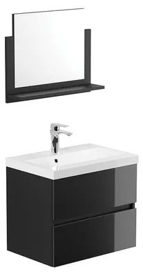 Produktbild von HOME DELUXE - Badmöbel - Set - WANGEROOGE Deluxe – Größe: M, Farbe: Schwarz, Breite Waschbecken: ca. 60 cm I Badezimmermöbel Waschtisch Waschbecken