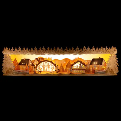 Produktbild von Schwibbogenerhöhung Weihnachtsidylle mit Schwibbogen 75x20x15cm von Tietze Erzgebirgsdesign