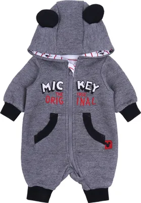 Produktbild von Grauer Trainingsanzug/Overall für Baby mit Kapuze Mickey Mouse 3-6 Monate