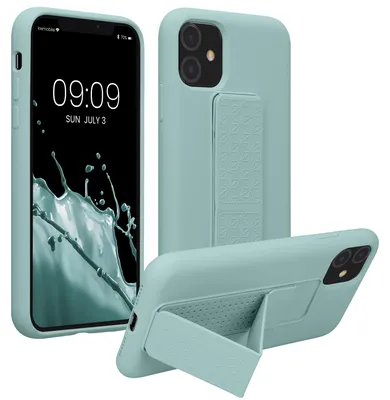 Produktbild von kwmobile Handyhülle für Apple iPhone 11 Hülle - TPU Silikon Case mit Fingerhalter und Stand - Schutzhülle Cover in Mintgrün